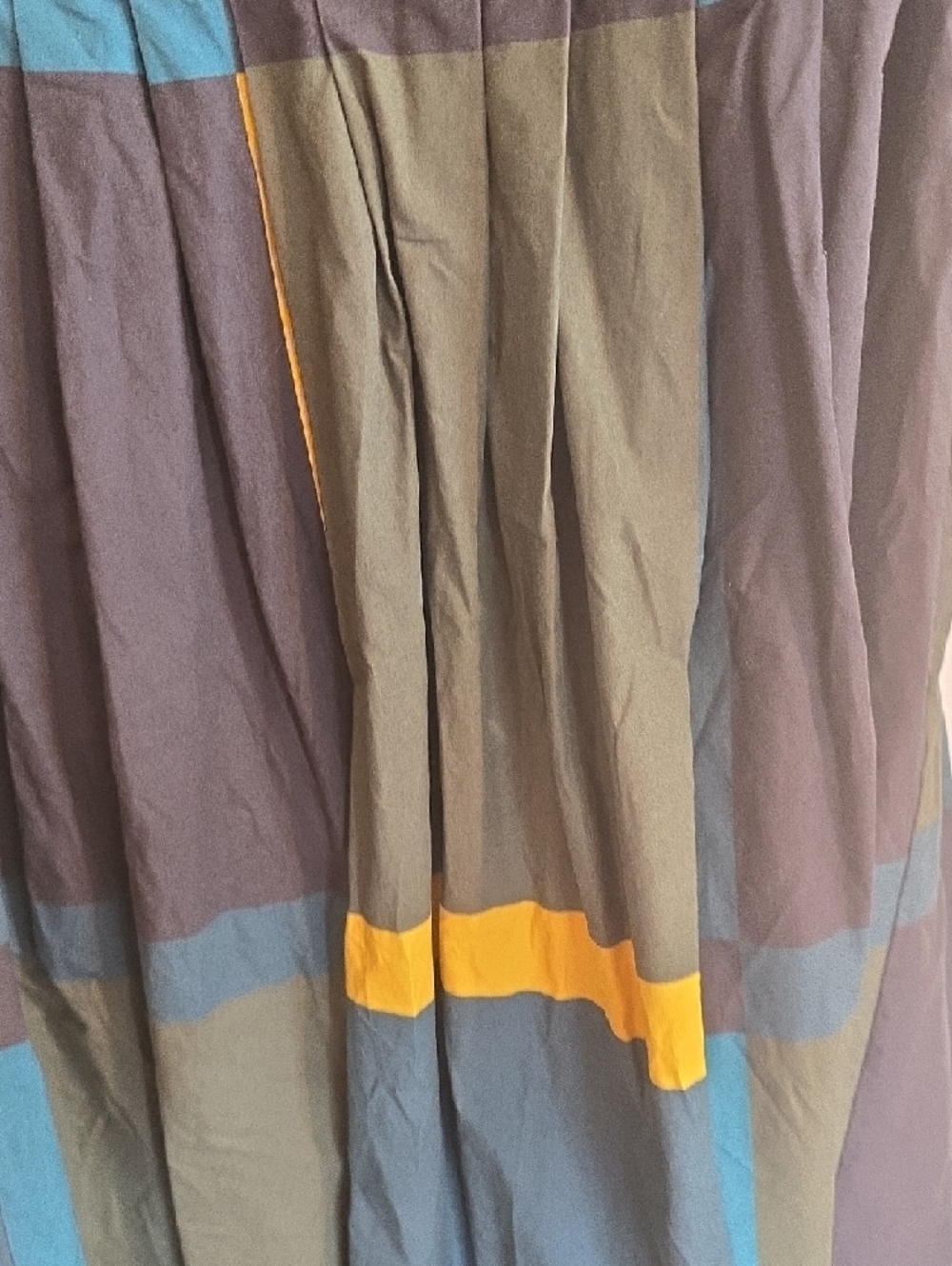 Plaid Midi Dress in Olive, Teal & Yellow Accent - Picture 7 of 7
